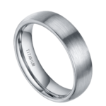 Tranquil - Bague Homme en Titane - Argent Brossé - Alliance ou Bague de Fiançailles 6mm ou 8mm