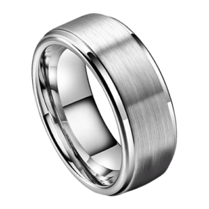 bague de mariage en argent pour hommes ou bande de fiançailles anniversaire tungstène brossé 6mm 8mm jante polie toutes tailles