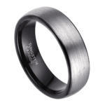 Systematic - Bande Tungstène Homme - Bague Homme Argent et Noir 6mm