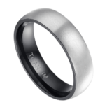 Scout - Bague Homme en Titane - Argent et Noir - Alliance ou Bague de Fiançailles 6mm ou 8mm