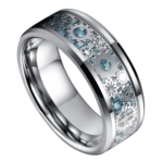 The Cogwheel - Bague pour Homme en Tungstène et Fibre de Carbone - Bracelet Argent et Bleu pour Hommes 8 mm