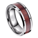 Woodsman - Bague en Tungstène pour Homme - Alliance pour Homme en Argent et Bois Naturel 8 mm