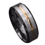 Champion - Bague en Tungstène pour Homme - Or et Argent Noir Bague Homme 6mm ou 8mm