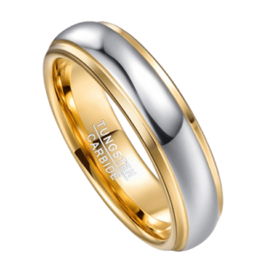 Bague en or argenté pour homme avec une finition polie. Alliance anniversaire de mariage ou fiançailles 6mm