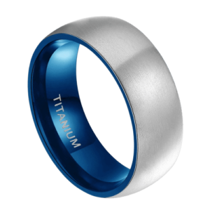 Bague homme argent anniversaire de mariage bande de fiançailles argent bleu intérieur bande titane brossé 6mm 8mm dans toutes les tailles
