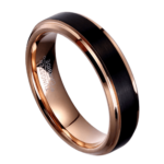 Florence - Bague en Tungstène pour Homme - Bague Noir pour Homme 6mm ou 8mm en or rose