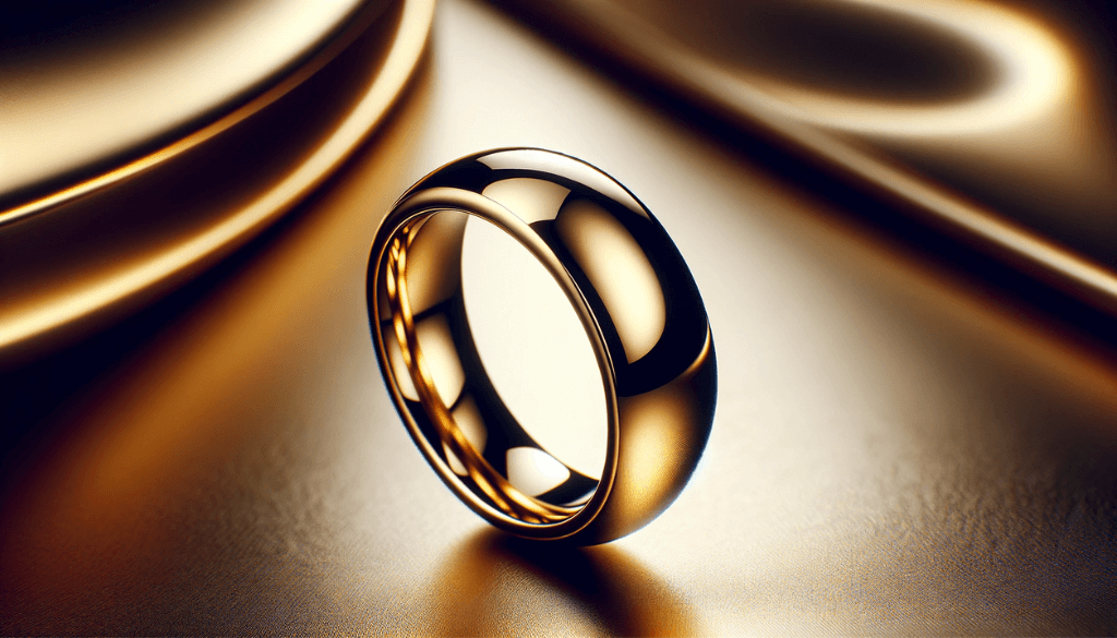Sleek and contemporary gold titanium ring, highlighting its luxury and simplicity.
