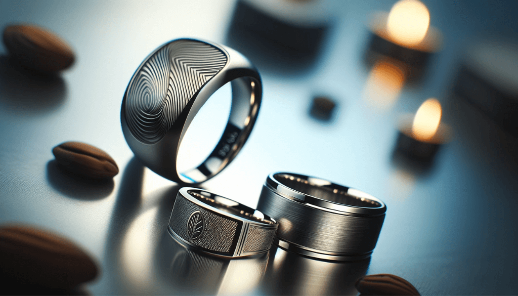 Close-up of a contemporary signet ring, highlighting its intricate design and craftsmanship.