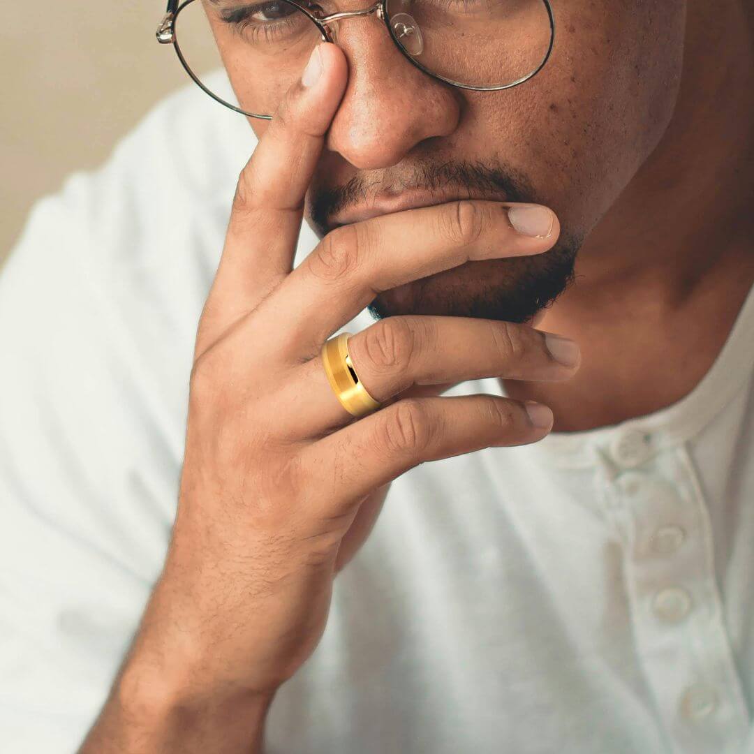 Bague en tungstène doré pour homme