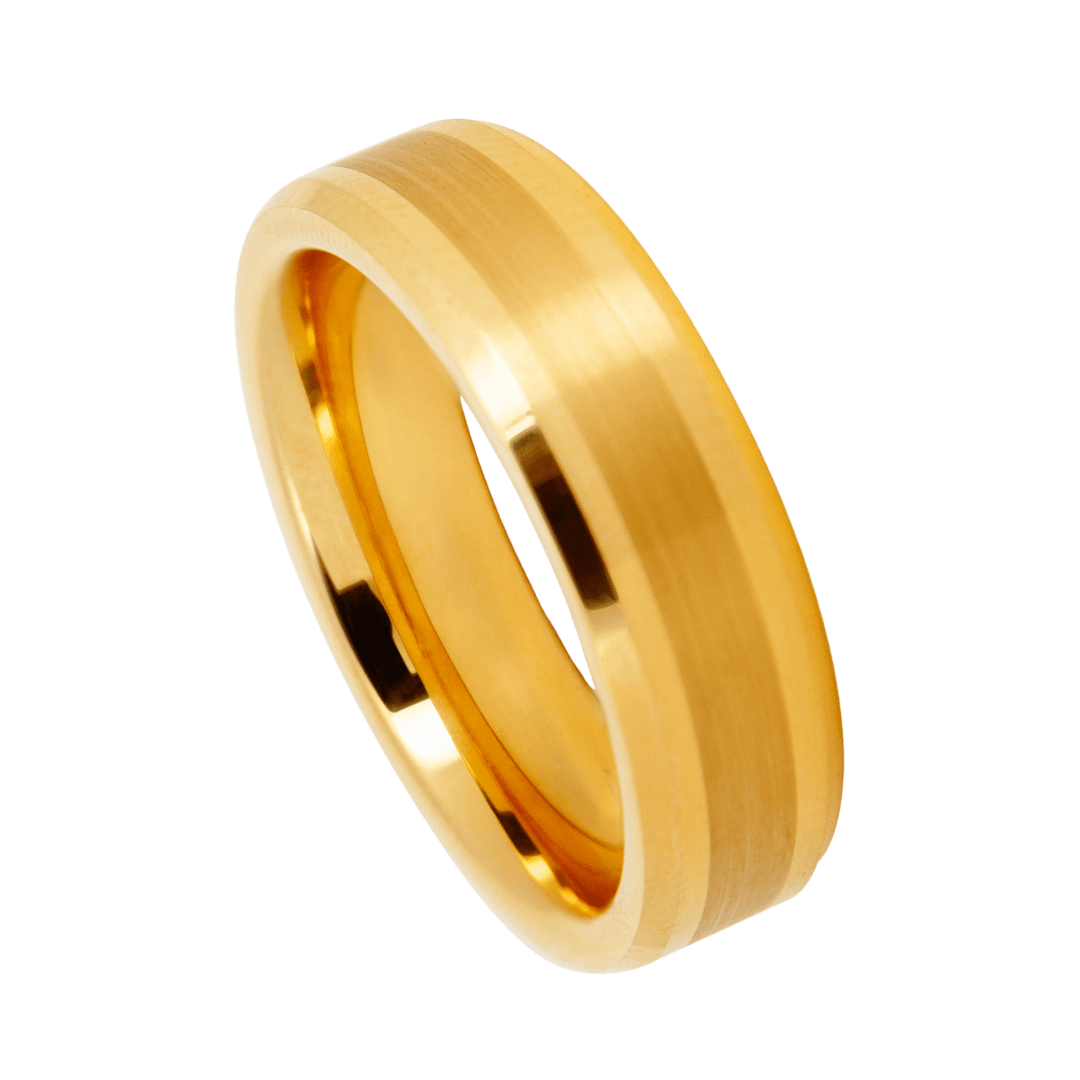 Bague en tungstène doré pour homme