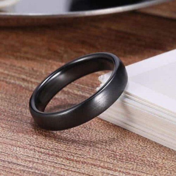 Bague en céramique de 4 mm pour hommes, design noir de style moderne