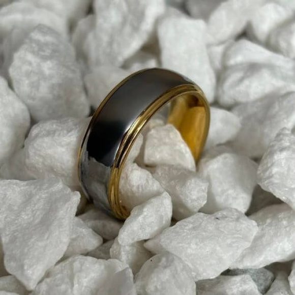 Bague en tungstène ou et argent pour homme
