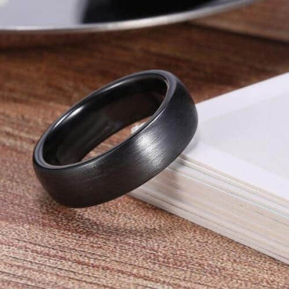 Bague en céramique noire de 6 mm de largeur pour homme