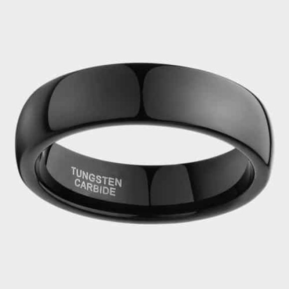 Shining and gleaming all black ring men's ring