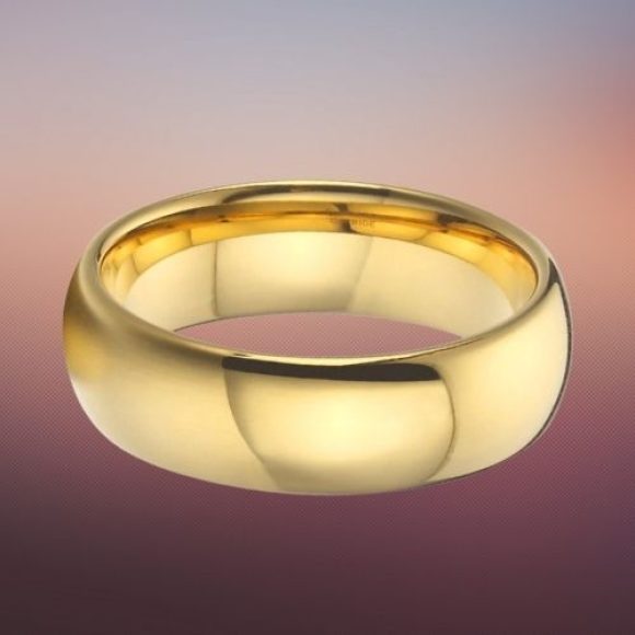 Bague en tungstène pour homme - Or, bague en forme de dôme