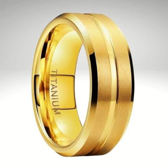 Bague en titane doré pour homme