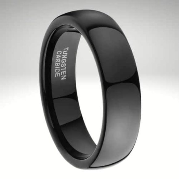 Bague en carbure de tungstène noir pour hommes, design de style moderne