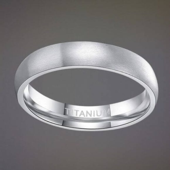 Bague de mariage en titane argenté pour hommes, finement brossée