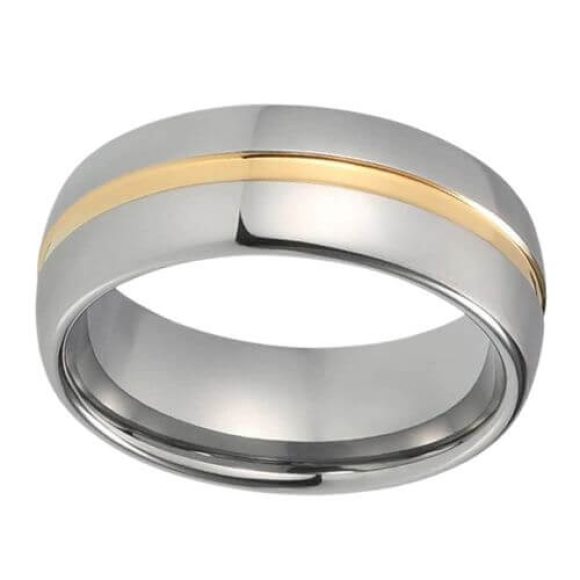 bague en argent doré pour moi en tungstène 8 mm design de style traditionnel moderne