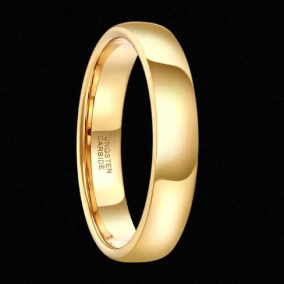 Bague de mariage en or pour hommes, largeur de 4mm, design de style traditionnel moderne, en tungstène