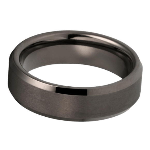 Bague tungstène gris canon de fusil pour homme anniversaire