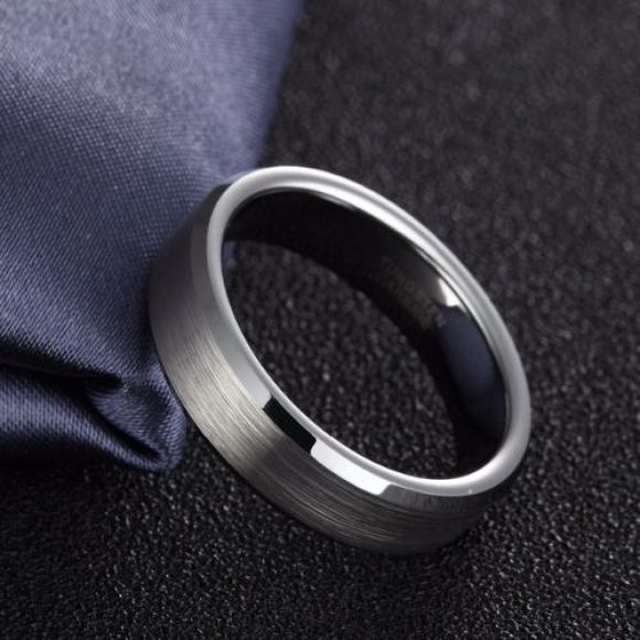 Bague en tungstène argent brossé pour hommes, ajustement confortable 6mm 8mm