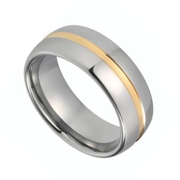 bague en argent pour hommes avec bande en or pour anniversaire de mariage ou fiançailles dans toutes les tailles tungstène 8 mm