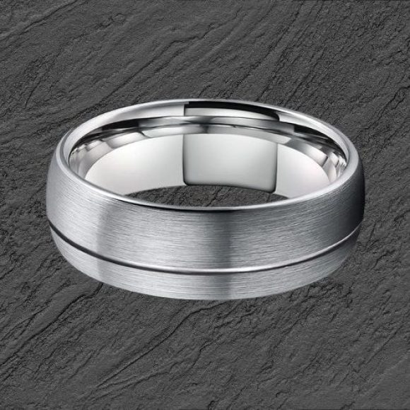 Bague en tungstène argenté pour hommes, ajustement confortable dans toutes les tailles