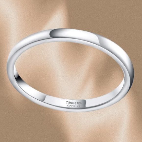 Bande fine en tungstène argenté pour hommes, design de style traditionnel moderne, 4mm poli
