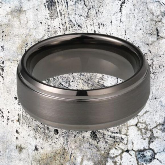 Anneau gris gunmetal en carbure de tungstène design de style moderne 6mm 8mm