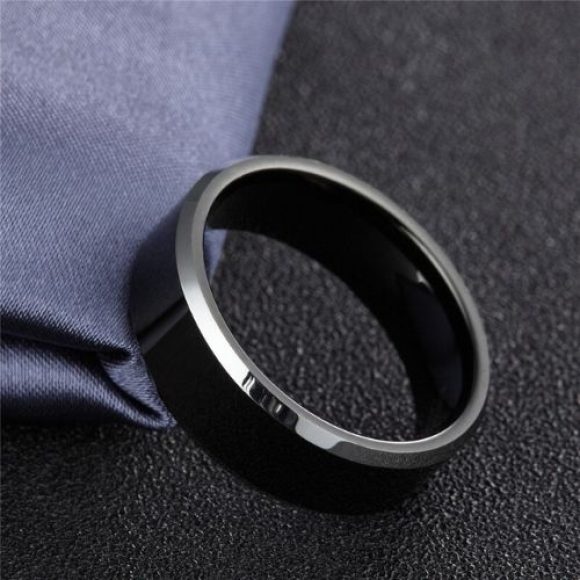 Bague pour hommes en carbure de tungstène noir et argenté, design de style moderne