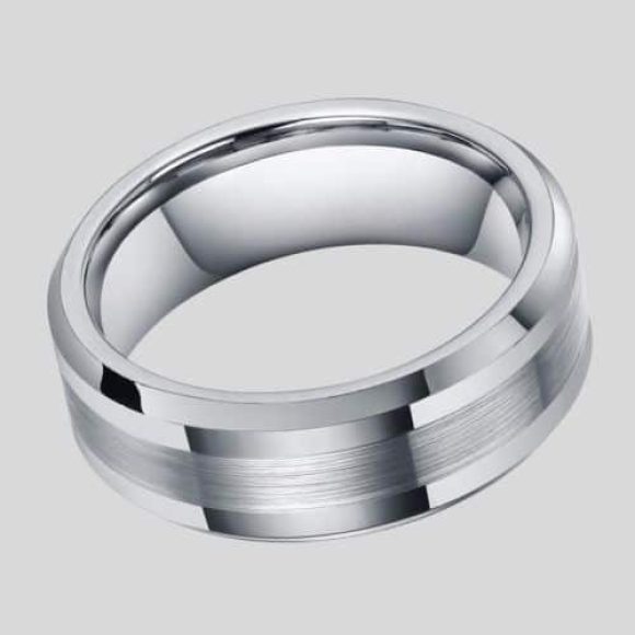 Bague anniversaire homme - Bague en carbure de tungstène argent pour homme