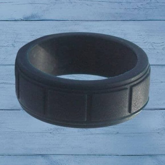 Bague en silicone pour hommes noire avec motif de blocs de briques