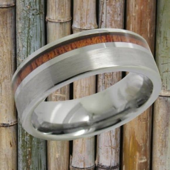 Bague en argent brossé et bois de tungstène pour hommes, ajustement confortable, 8 mm
