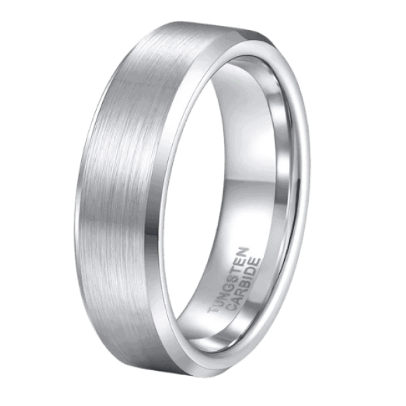 Bague en tungstène argent brossé pour hommes, design de style traditionnel moderne