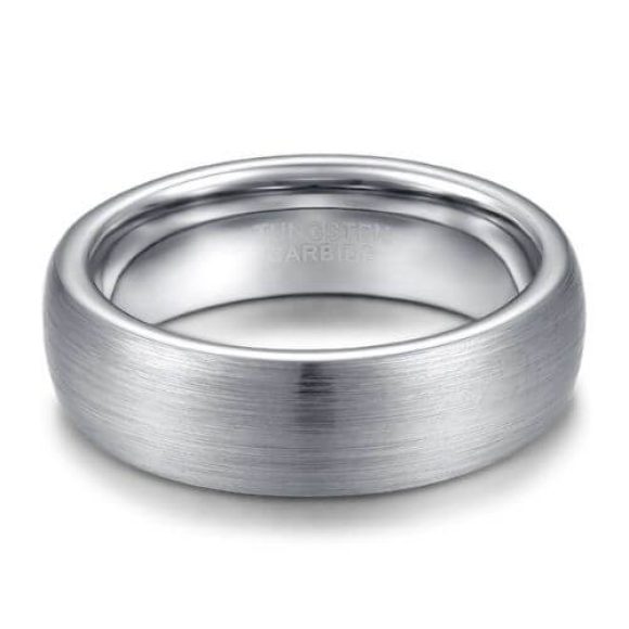 Bague en tungstène argent brossé pour hommes, style moderne, design traditionnel