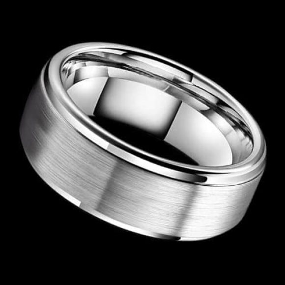 bague en argent pour hommes 6mm 8mm tungstène brossé poli design de style moderne